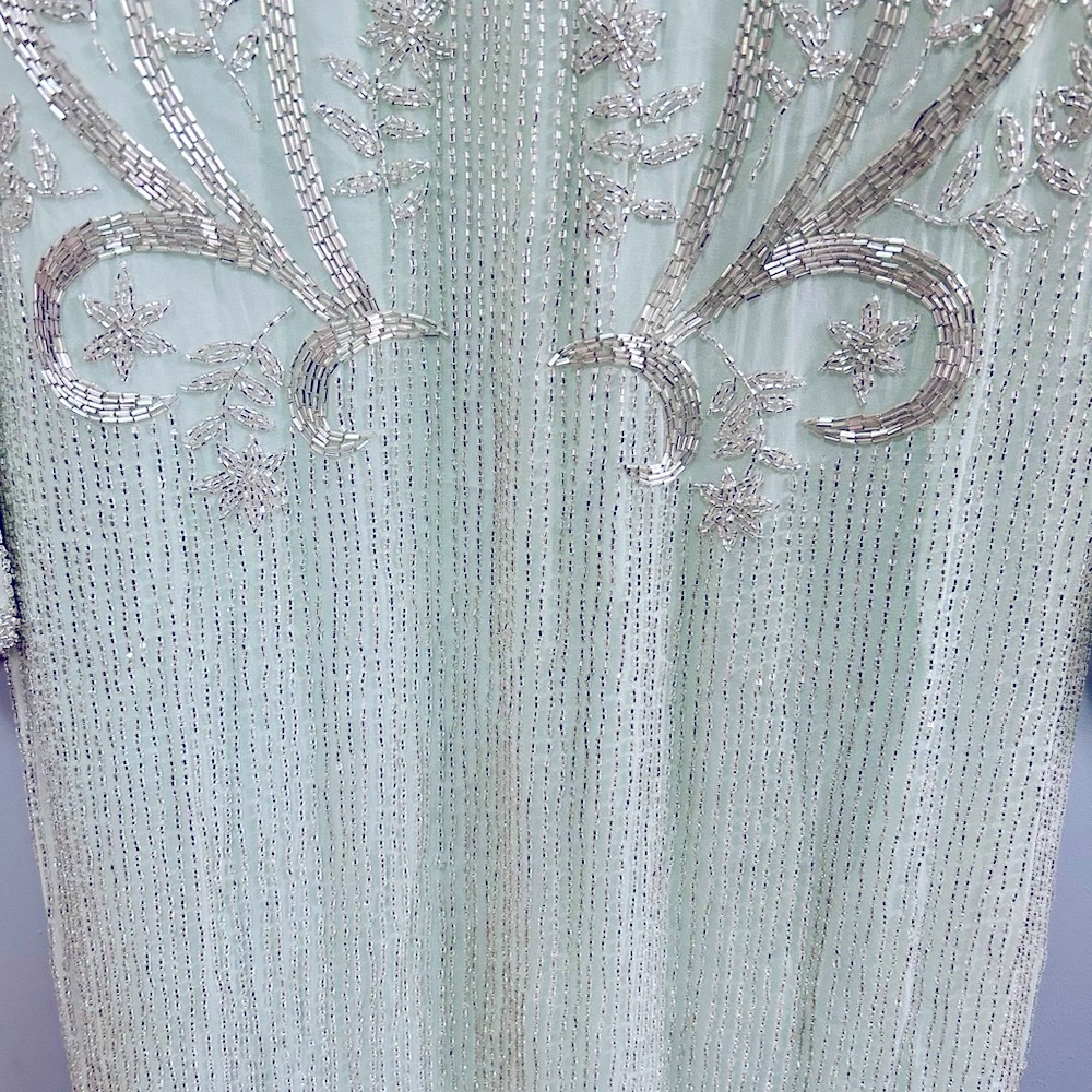 ❌SOLD He-Ro Industries |Vintage 100% Silk Mint Green Fancy Beaded Dress Size 10 - Picture 7 of 16